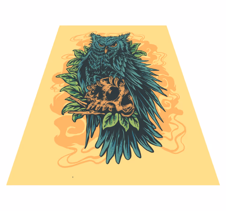 Alfombra vinílica animal print arte del búho místico - TenVinilo