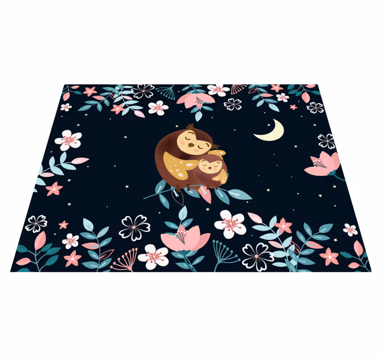 Alfombra vinílica animales amor de mamá búho - TenVinilo