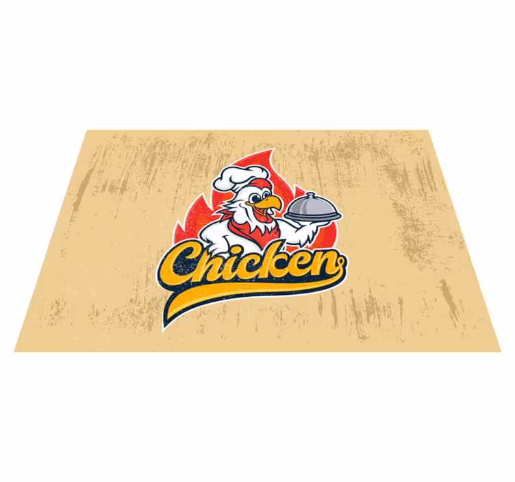 Alfombra vinílica cocina logotipo de pollo alegre - TenVinilo