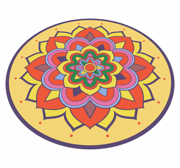 Alfombra vinílica mandala Pétalos de flores de colores - TenVinilo