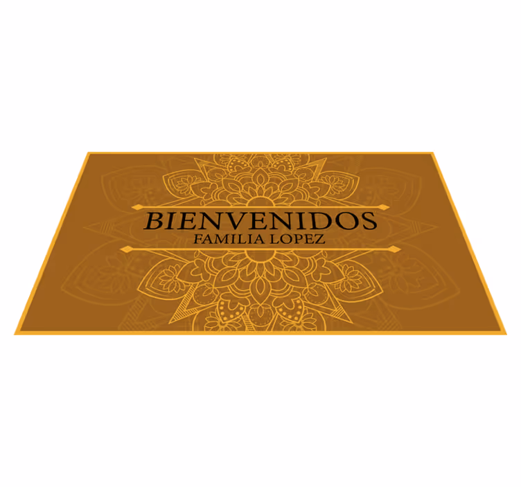 Alfombra vinílica personalizable Bienvenida mandala naranja - TenVinilo