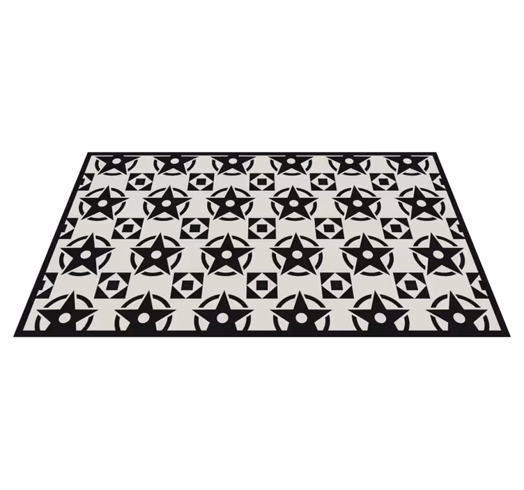 Alfombras vinílicas modernas patrón de estrella negra - TenVinilo