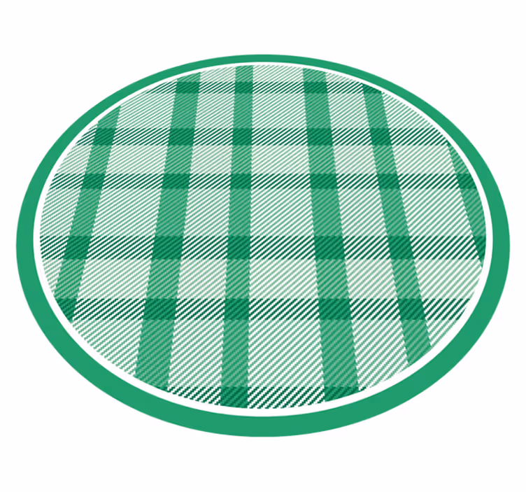 Alfombra vinílica redonda patrón de cuadros verdes - TenVinilo