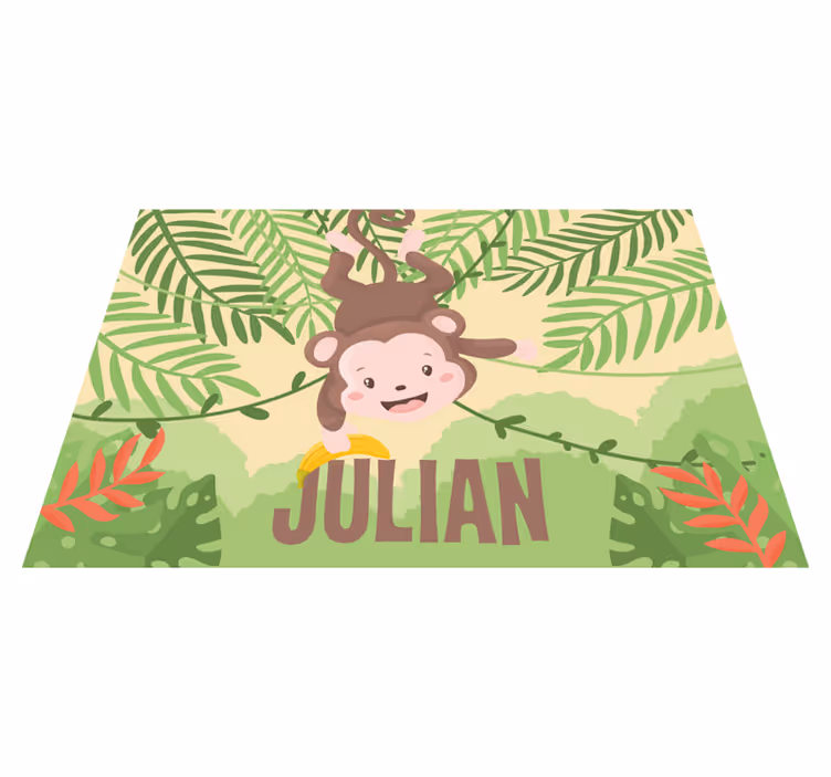 Alfombra vinílica personalizable tema del mono juguetón - TenVinilo
