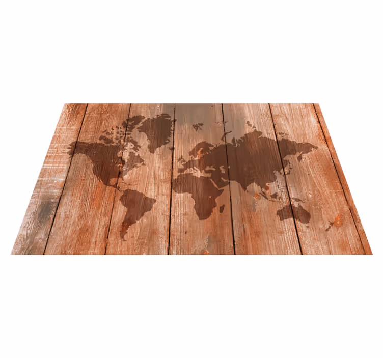 Alfombra de vinilo mapamundi efecto de mapa de madera - TenVinilo