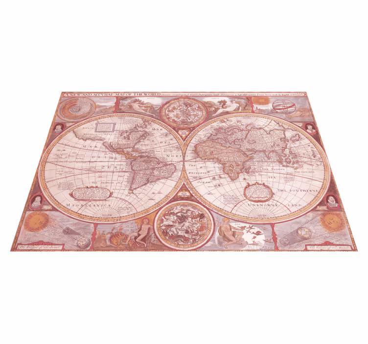 Alfombra de vinilo mapamundi gráfico de globo vintage - TenVinilo