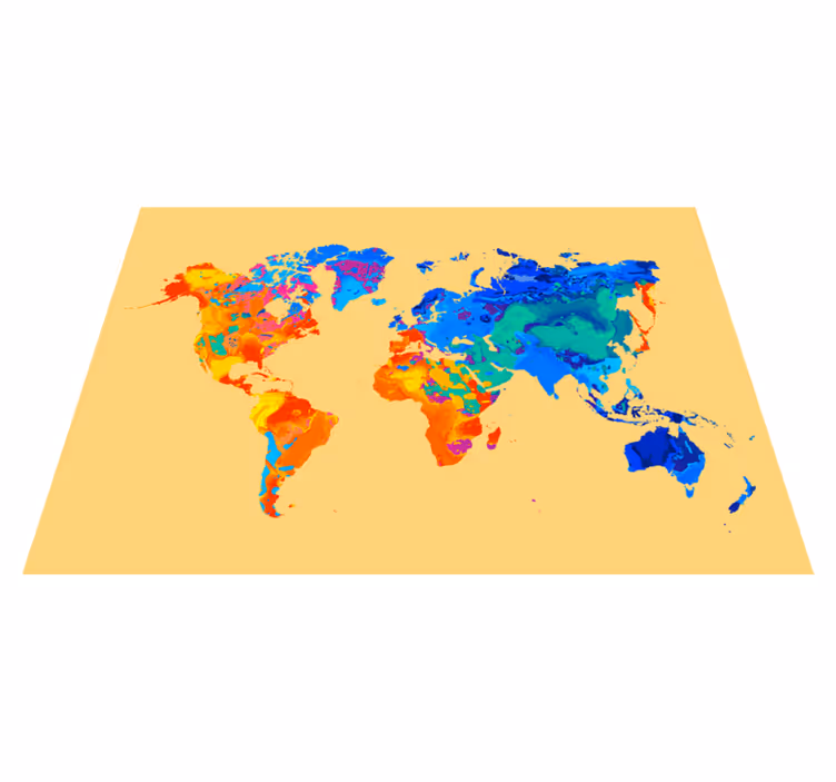 Alfombra de vinilo mapamundi mapa mundial brillante - TenVinilo