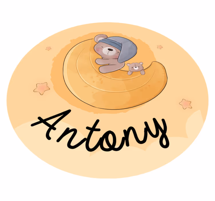 Alfombra vinílica personalizable oso dormilón con nombre - TenVinilo
