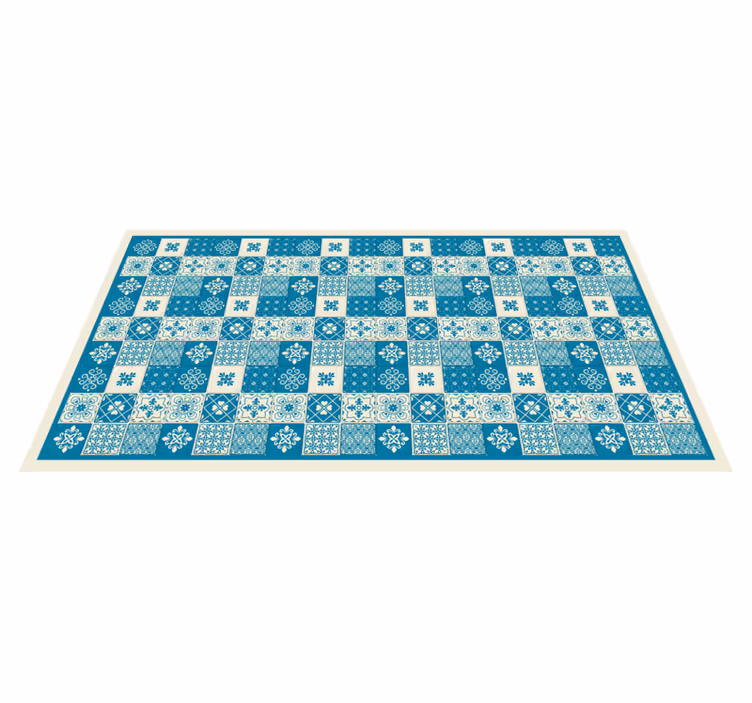 Alfombra vinílica hidráulica mosaico azul estampado - TenVinilo