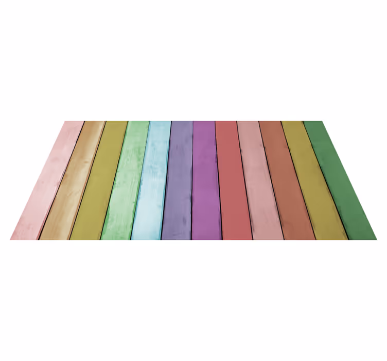 Alfombra vinílica textura madera líneas arcoíris vibrantes - TenVinilo