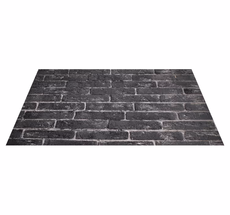 Alfombra vinílica textura piedra ladrillo negro elegante - TenVinilo