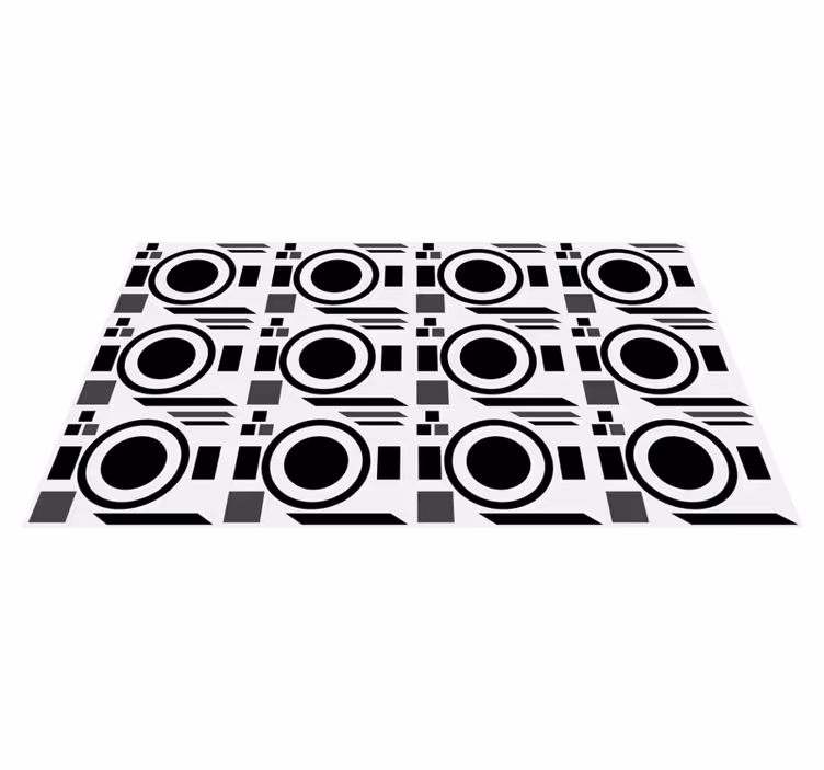 Alfombra de vinilo geométrica círculos negros nítidos - TenVinilo