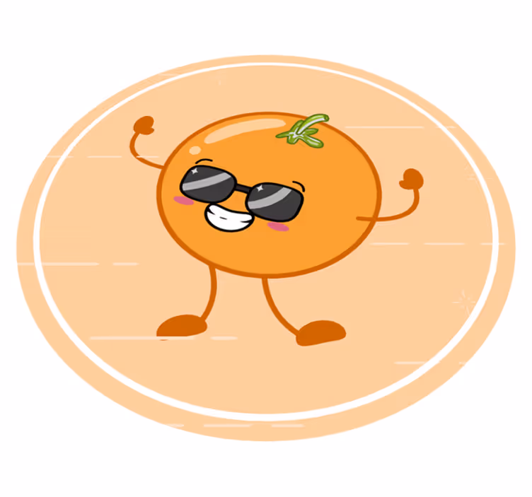 Alfombra vinílica redonda alegre personaje naranja - TenVinilo