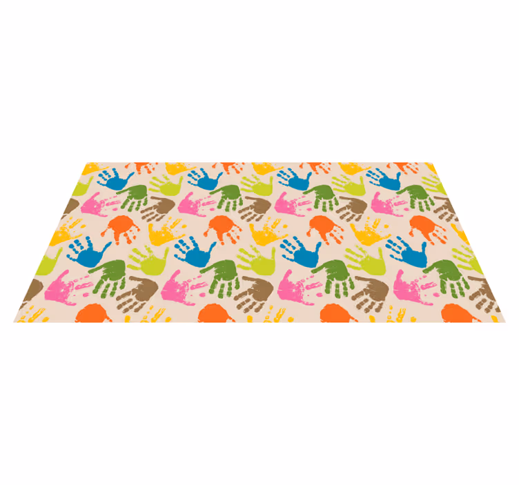 Alfombra de vinilo infantil huellas de manos coloridas - TenVinilo