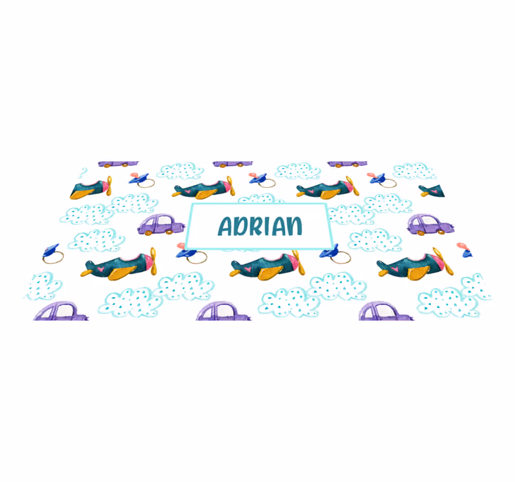 Alfombra vinílica personalizable tema de avión caprichoso - TenVinilo