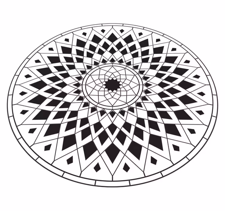 Alfombra vinílica mandala Diseño blanco y negro - TenVinilo