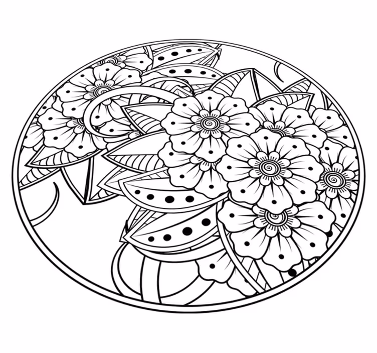 Alfombra vinílica mandala estilo floral - TenVinilo