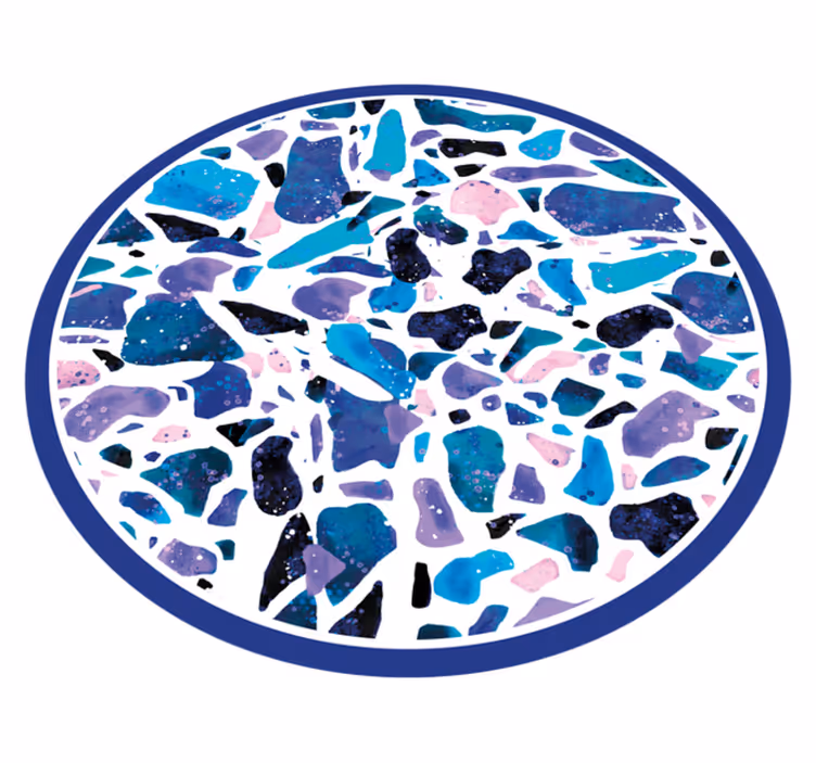 Alfombra vinílica efecto mármol mosaico de piedra colorido - TenVinilo