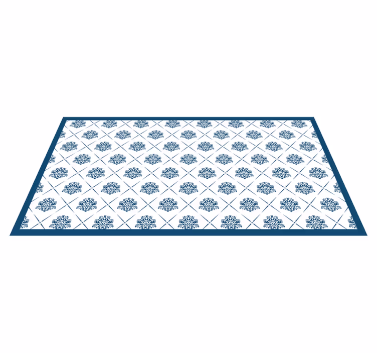 Alfombra vinílica baño motivo floral azul - TenVinilo