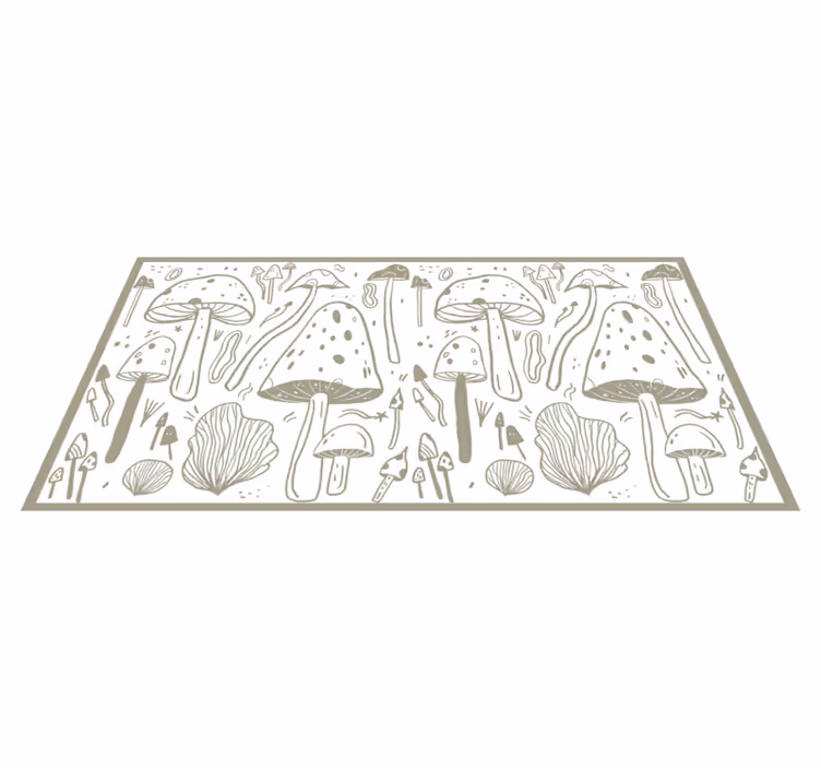 Alfombra vinílica flores bocetos de hongos - TenVinilo