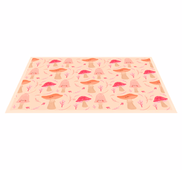 Alfombra vinílica flores hongos clasicos felices - TenVinilo