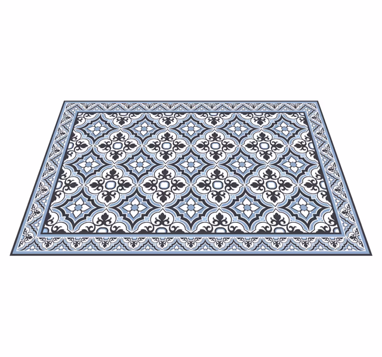 Alfombra vinílica hidráulica Patrón clásico azul claro - TenVinilo