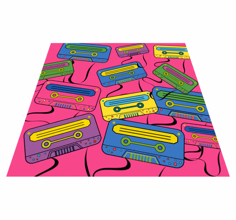 Alfombras vinílicas juvenils cintas de casete vibrantes - TenVinilo