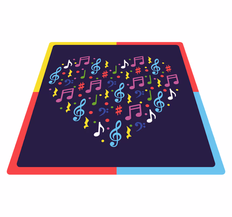 Alfombras vinílicas juvenils notas musicales corazón - TenVinilo
