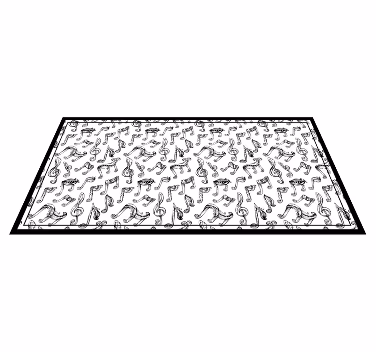 Alfombra vinilo rectangular Patrón de notas musicales dibujadas a - TenVinilo