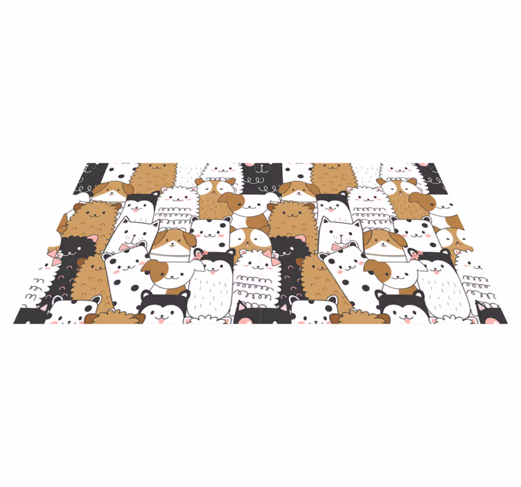 Alfombra vinílica animales rostros adorables - TenVinilo