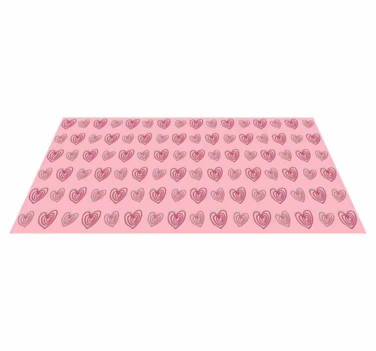 Alfombra vinílica infantil patrón rosa con corazones - TenVinilo