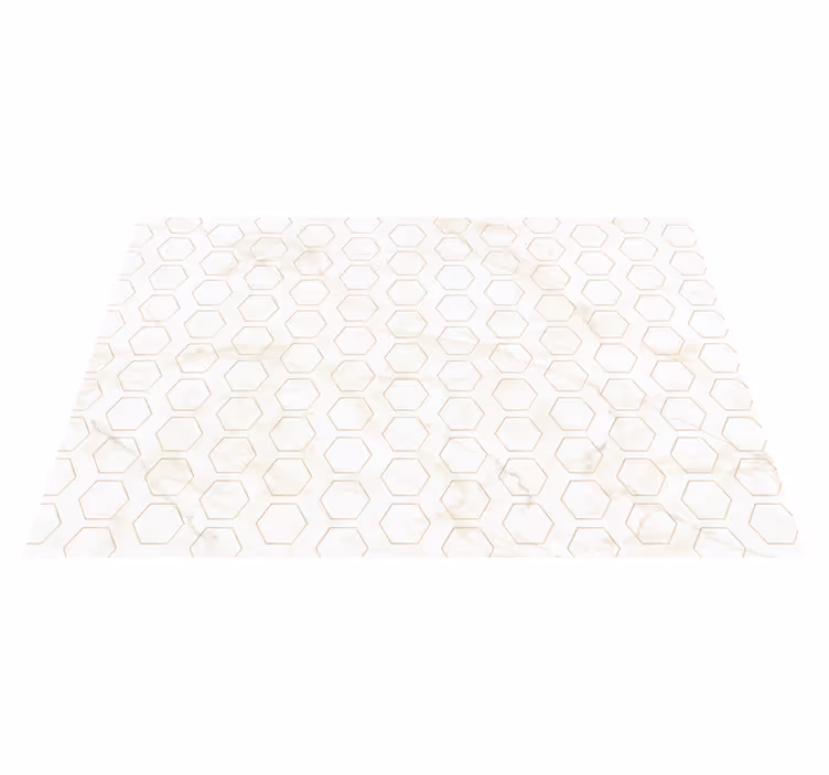 Alfombra vinílica baño Patrón de azulejos hexagonales con element - TenVinilo