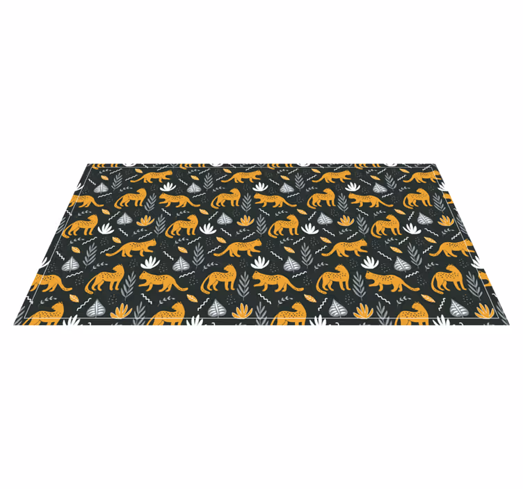 Alfombra vinílica animales hojas con estampado de leopardo - TenVinilo