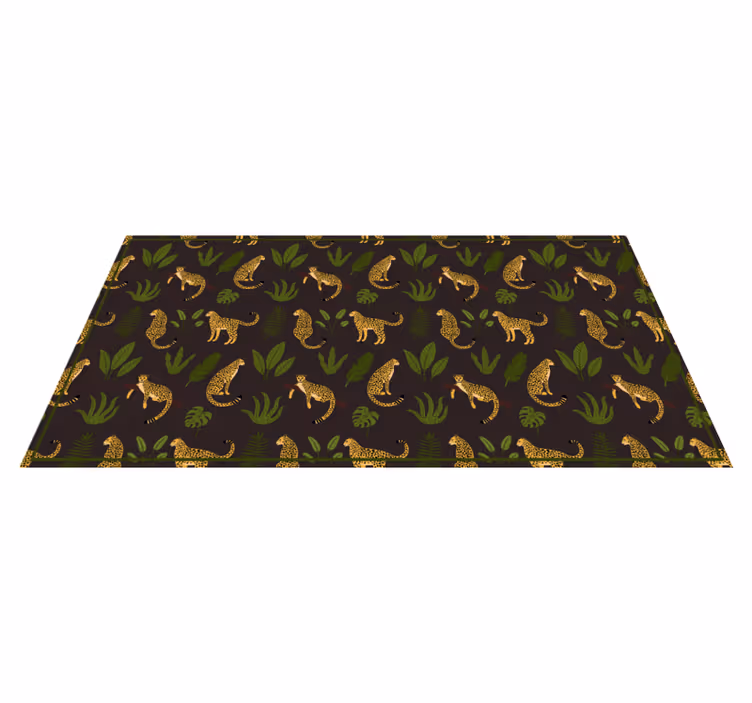 Alfombra vinílica animal print patrón de hojas de leopardo - TenVinilo