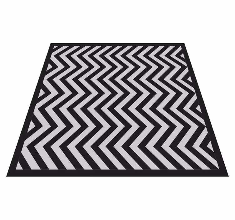 Alfombra de vinilo geométrica zigzag negro y gris - TenVinilo