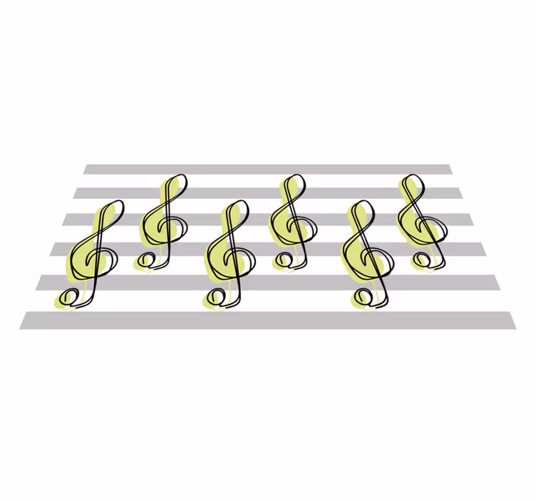 Alfombra vinílica rayas patrón de notas musicales - TenVinilo
