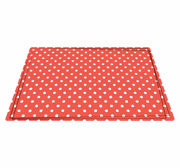 Alfombra vinílica textura madera lunares rojos - TenVinilo