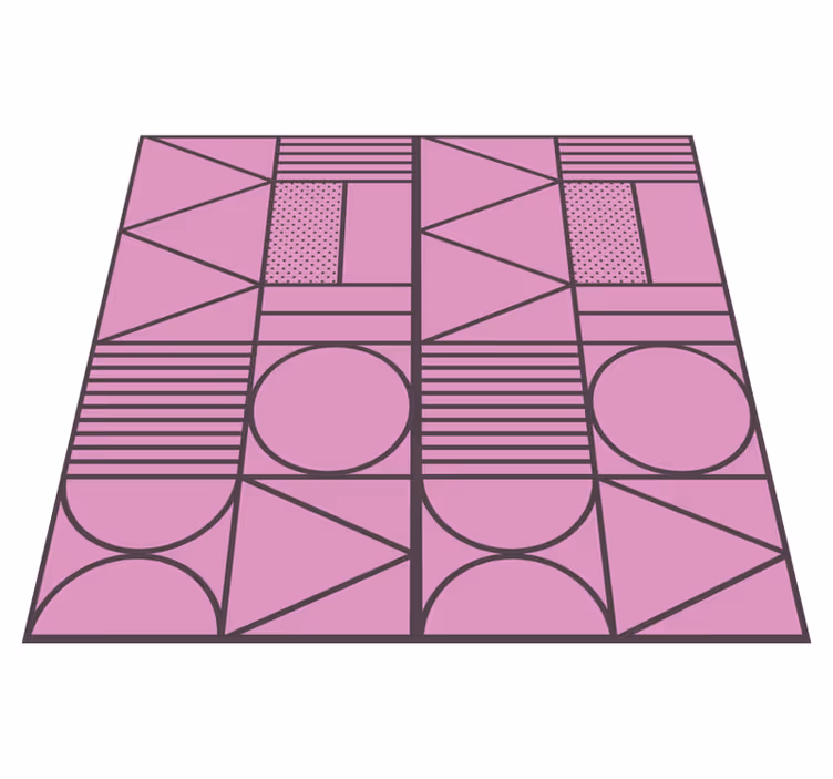 Alfombra de vinilo geométrica motivo de formas rosas - TenVinilo