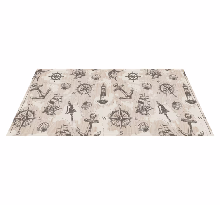 Alfombra de vinilo mapamundi temas náuticos - TenVinilo