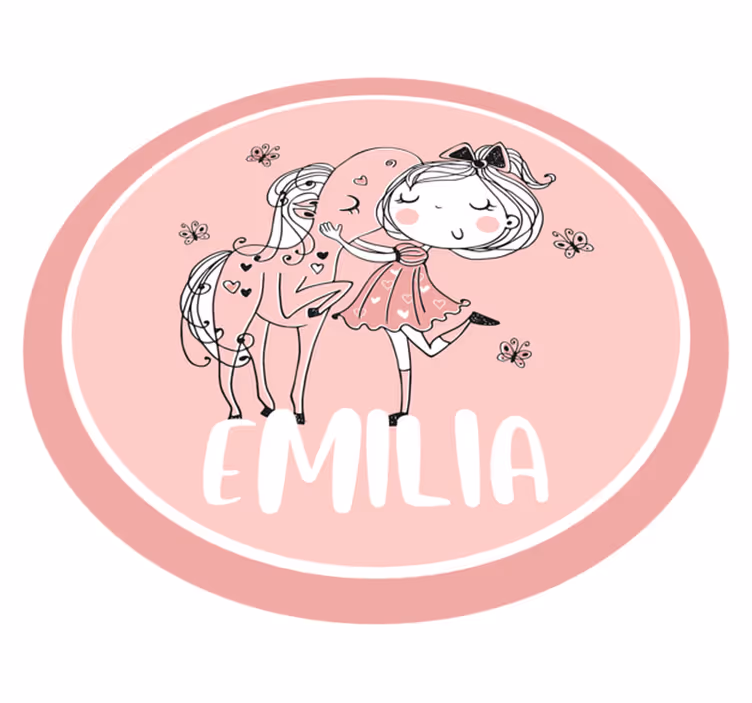 Alfombras vinílicas juvenils niña y caballo con nombre - TenVinilo
