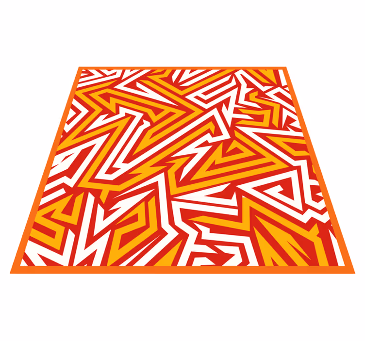 Alfombra de vinilo étnica Patrón geométrico amarillo y rojo - TenVinilo