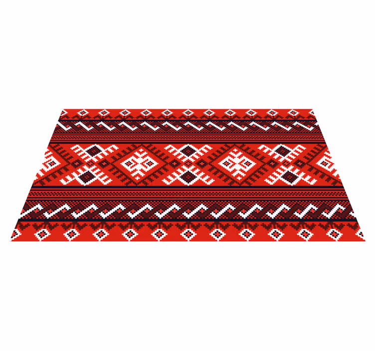 Alfombra vinílica étnica patrones geométricos rojos - TenVinilo