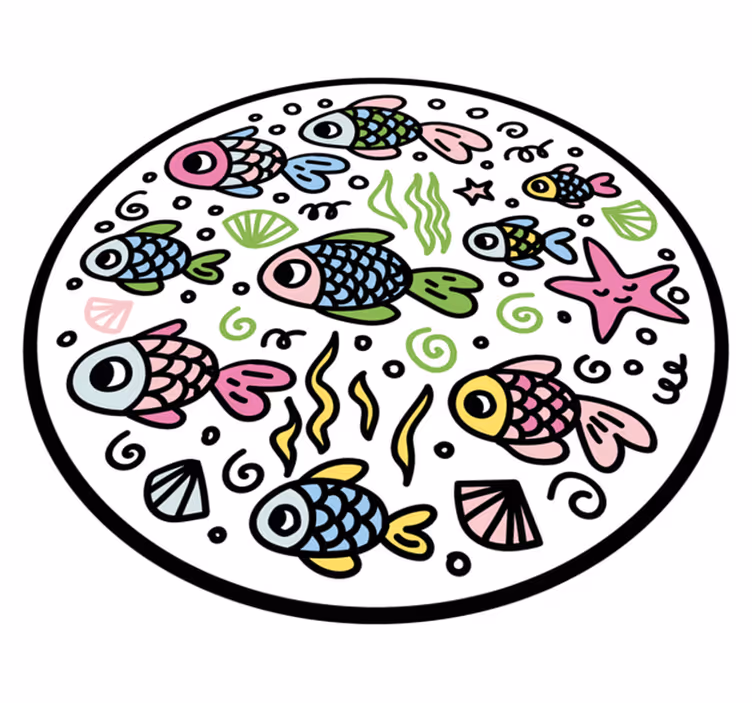 Alfombra vinílica animales patrones de peces de colores - TenVinilo