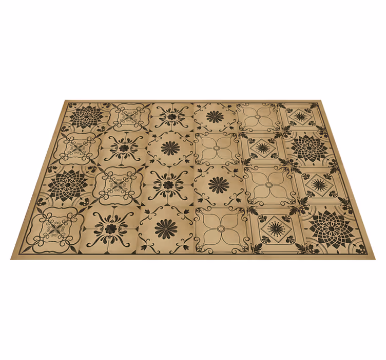 Alfombra vinílica textura piedra motivo floral clásico - TenVinilo