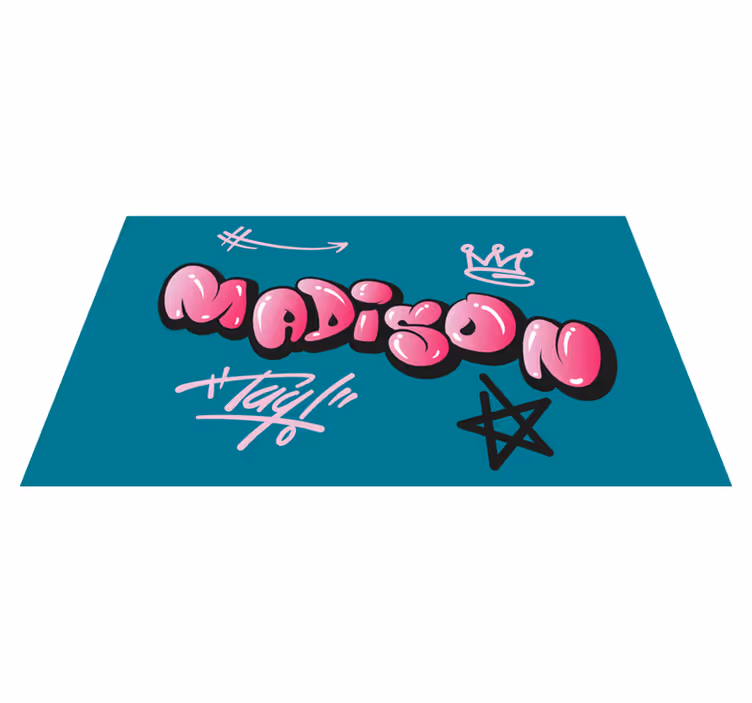 Alfombras vinílicas juvenils grafiti rosa con nombre - TenVinilo