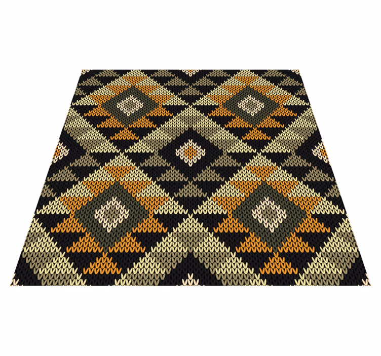 Alfombra vinílica étnica textiles con estampado de diamantes - TenVinilo