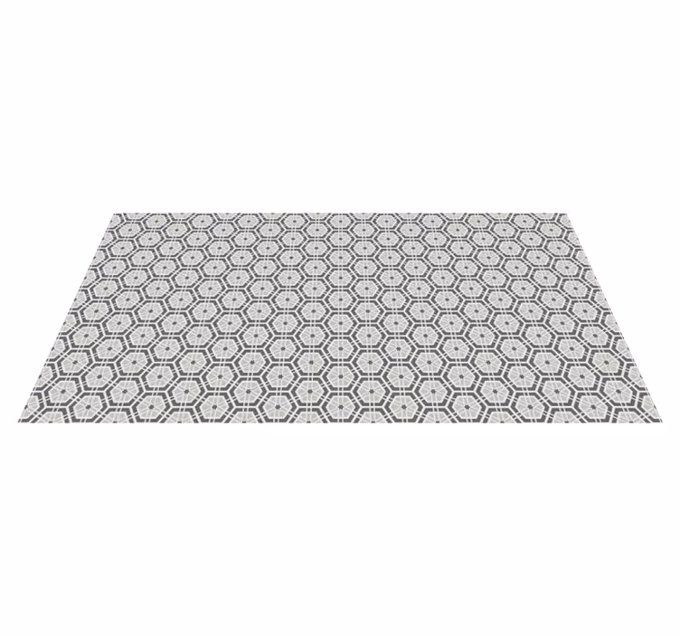Alfombra vinílica mosaico motivos hexagonales grises - TenVinilo