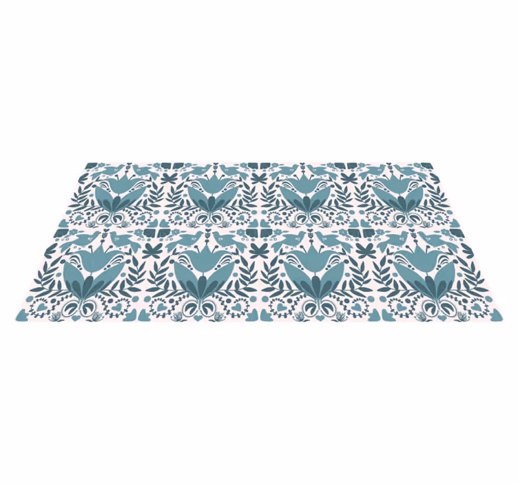 Alfombras vinílicas modernas patrón floral de pájaros - TenVinilo