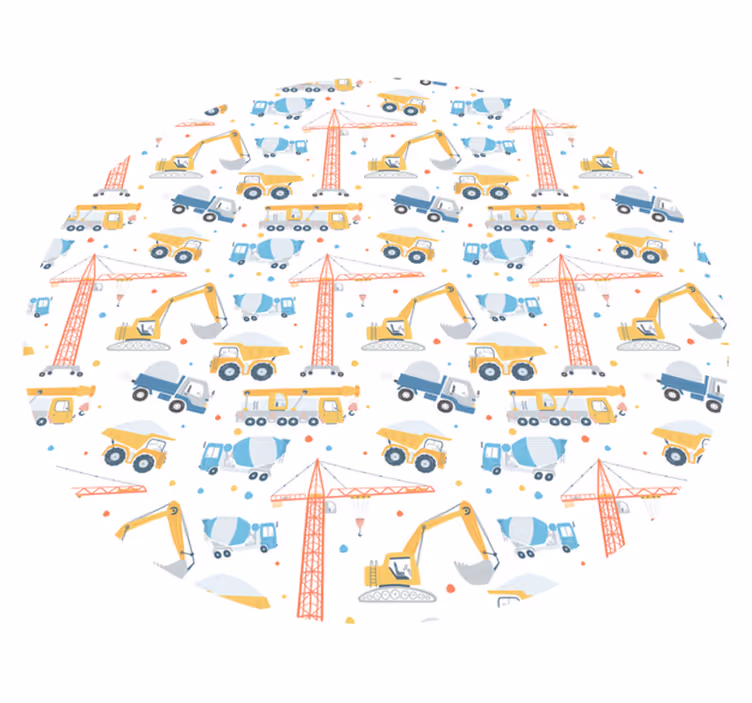 Alfombra de vinilo infantil vehículos de construcción - TenVinilo