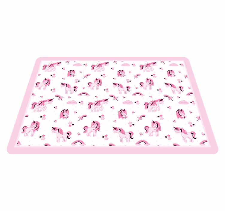 Alfombra de vinilo infantil reino de fantasía de unicornio - TenVinilo